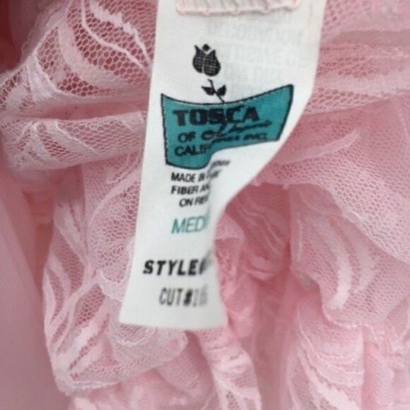 Tosca California Vintage blush pink Robe size Medium BoxD floral lace - Picture 12 of 14